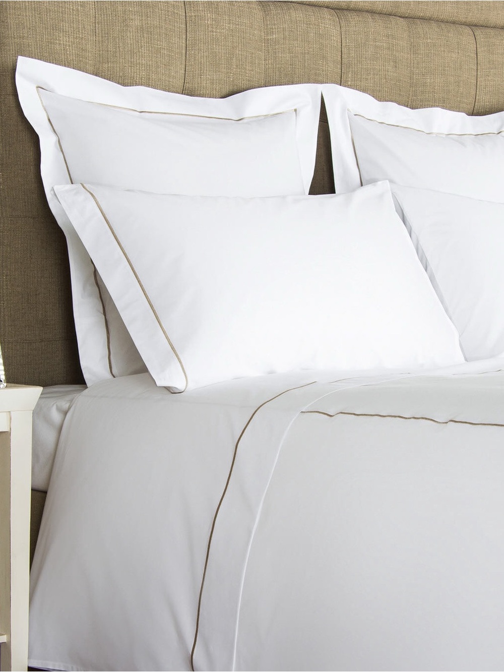 Frette One Bourdon Euro Sham in White/Khaki